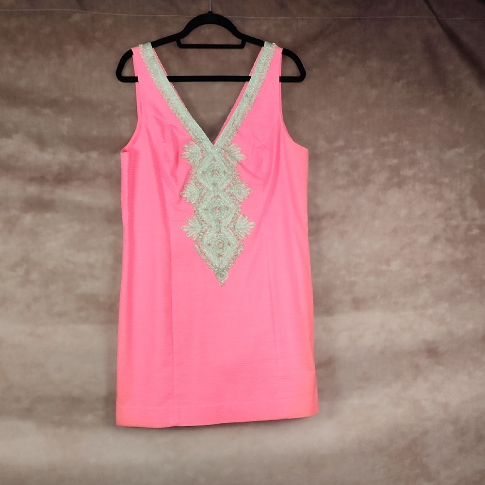 Lily Pulitzer-Pink Sleeveless Dress with Embellished Detail